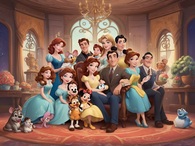 design a professional disney family portrait