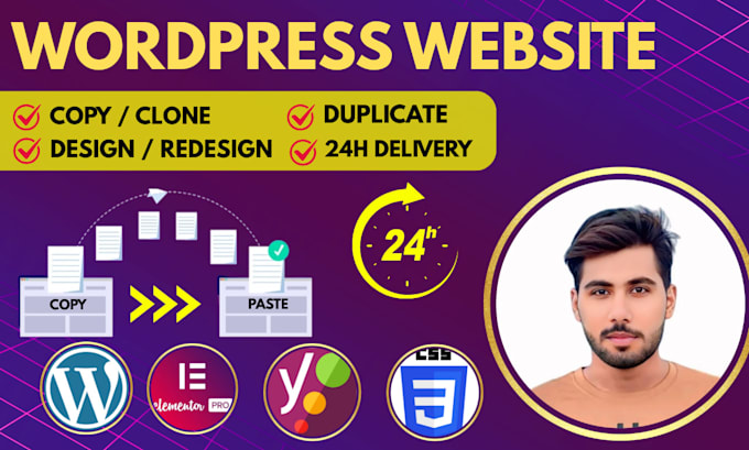 redesign, duplicate and copy website to wordpress using elementor pro