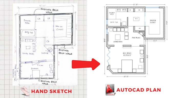 create 2d floor plans, architectural drawings, and cad drafting