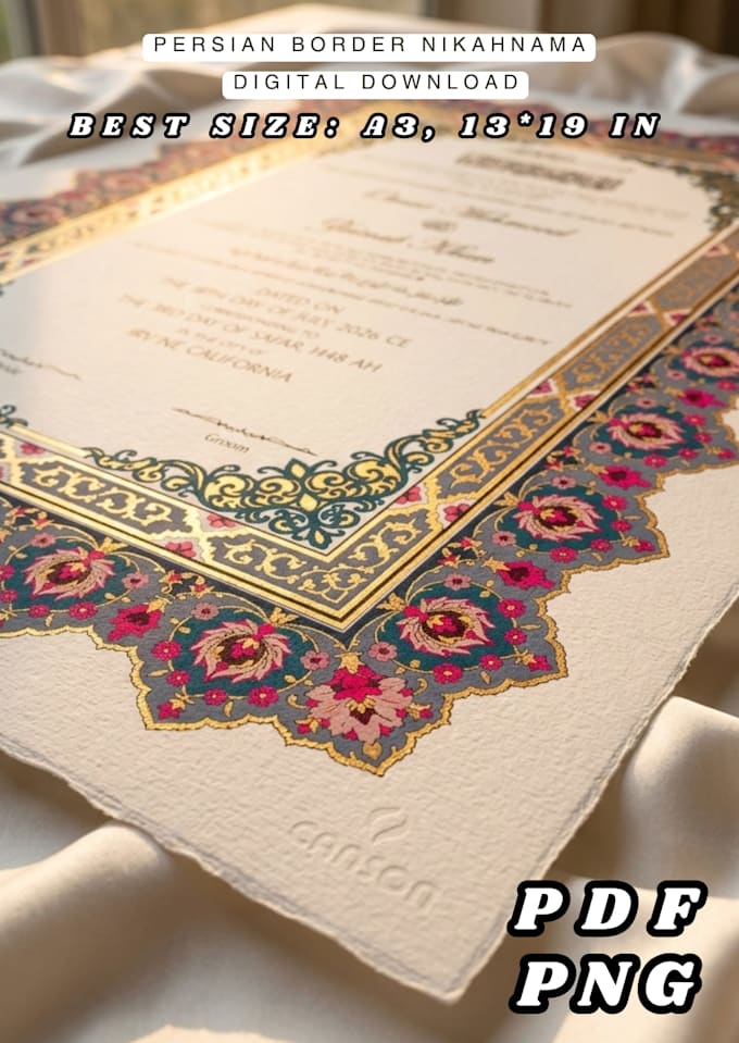 design your nikahnama or certificate with islamic persian border