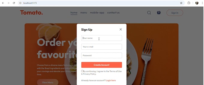 develop a complete food delivery app using mern stack