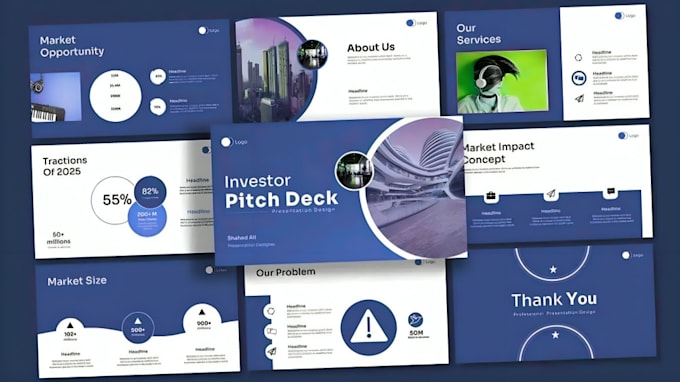 Design modern startup pitch deck presentation for investor powerpoint ...