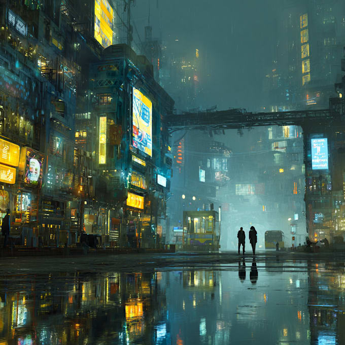 Draw illustration of futuristic cyberpunk city by Gaseynevaur | Fiverr