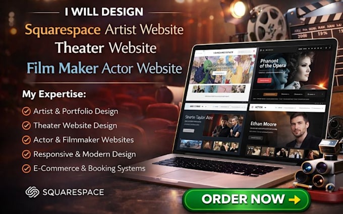 design squarespace artist website theater website film maker actor website