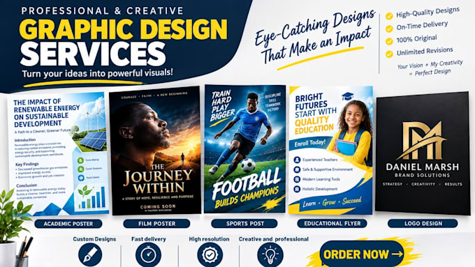 design academic school, film poster, sport post, logo design, educational flyers
