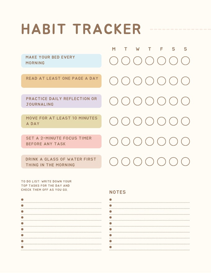 design a simple and printable daily habit tracker PDF
