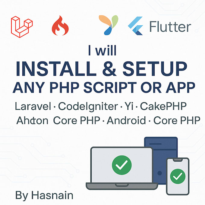 install and setup any PHP script, laravel, codeigniter, flutter app on server