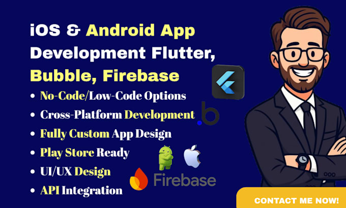develop ios android mobile app adallo glide flutter or bubble api integration