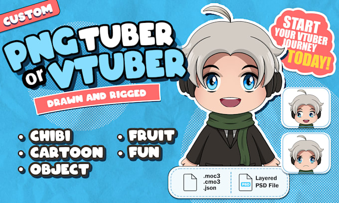 draw a simple vtuber model with live2d rigging