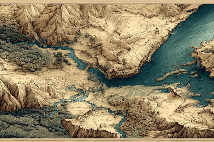 make a design fantasy map illustration fantasy city map