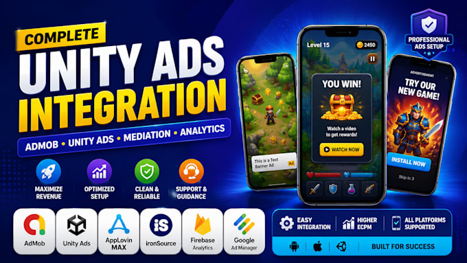 integrate admob, unity ads, applovin max and levelplay