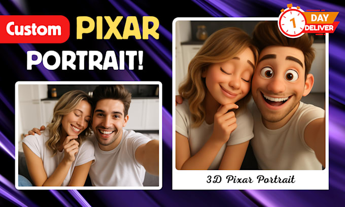 turn your selfie into a charming pixar style  portrait