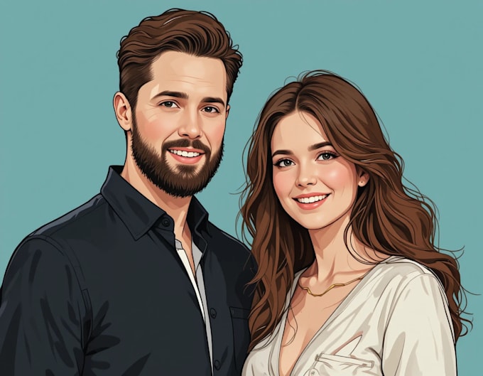 draw custom couple vector portrait