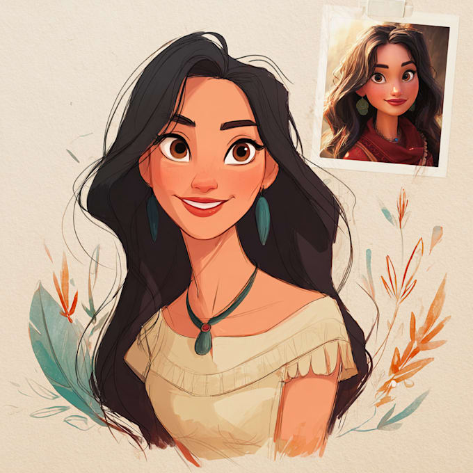 draw a gorgeous disney style cartoon portrait