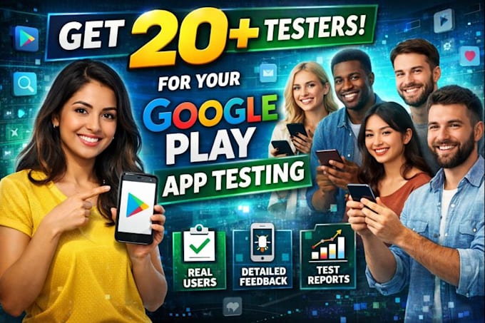 provide real 20 or more testers for google play app testing