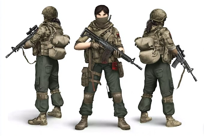 draw 2d game art military character design