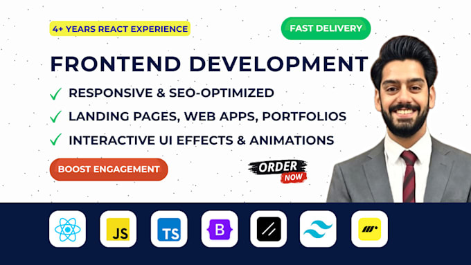 build website landing page, web application as react frontend developer