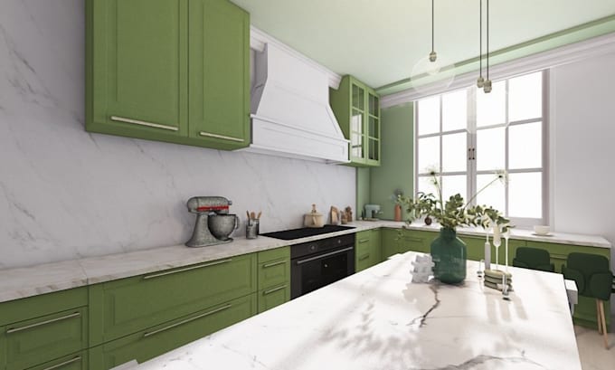 model render 3d kitchen remodel cabinet bath interior design 3d rendering