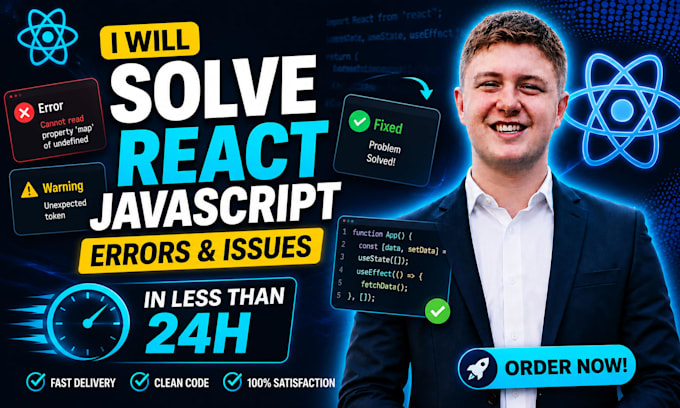 solve react javascript errors and issues in less then 24h