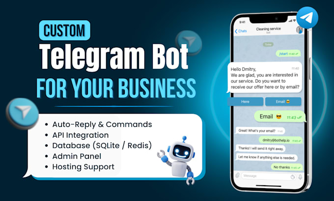 build a tailored telegram bot with API integration, database, and automation