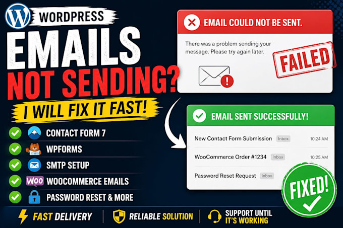 fix wordpress email not sending, SMTP, wpforms, and contact form 7
