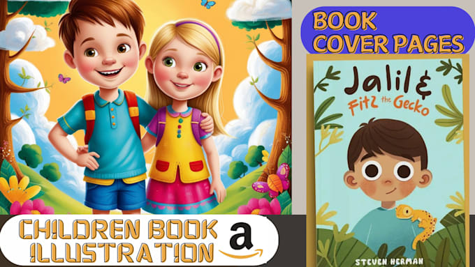 create magical and engaging childrens book illustrations and book cover page