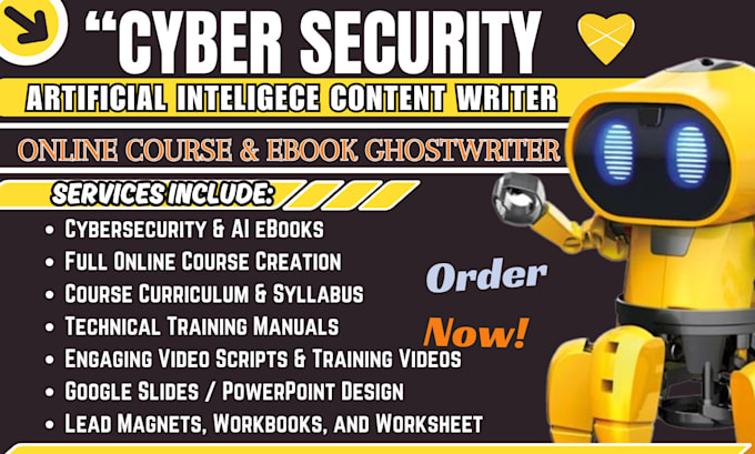 write cybersecurity ebook online course ai ebook ppt slide video training manual