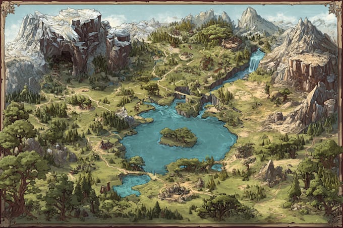 make a fantasy map illustrations for your project
