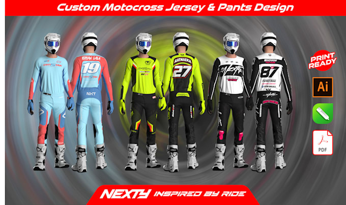 create custom motocross jersey and pants design 3d mockup