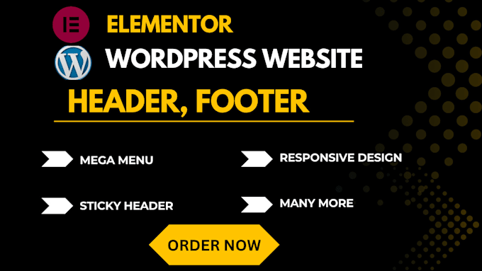 design redesign custom header footer and mega menu in wordpress elementor