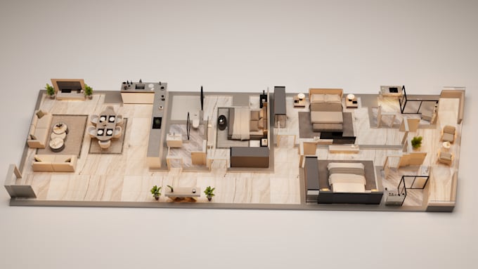Make 3d floor plan 3d rendering by Awanstudio097 | Fiverr