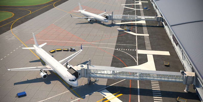Remodel 3d aerospace, render aircraft, cgi airport layout, realistic ...