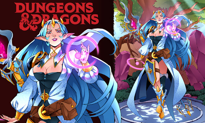 draw dnd character art, fantasy illustration, and dnd party