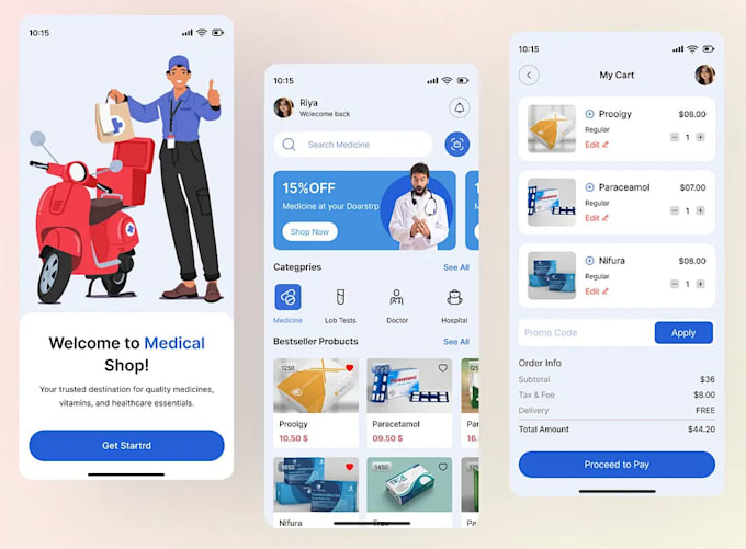 develop ai doctor app, health website, appointment booking app, pharmacy app