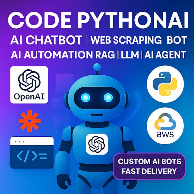 code python ai, ai chatbot, web scraping bot, ai automation, rag, llm, ai agent