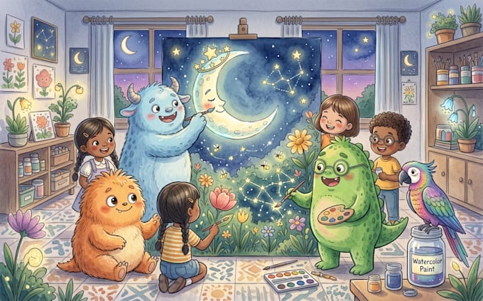 draw children book illustration , kids book, kids book illustration