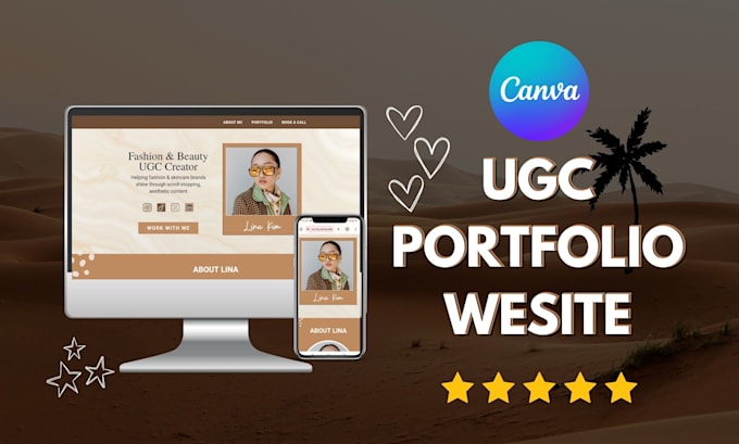 design an aesthetic ugc portfolio website using canva