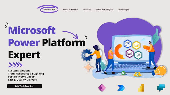 develop business solutions with power apps, power automate, power pages, chatbot