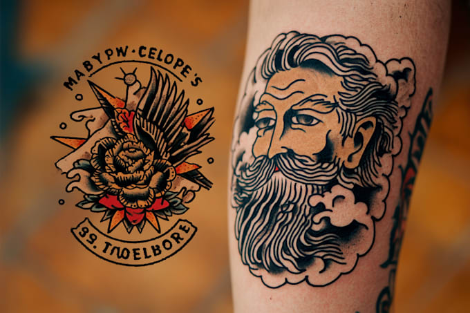 create old school tattoo in traditional tattoo style