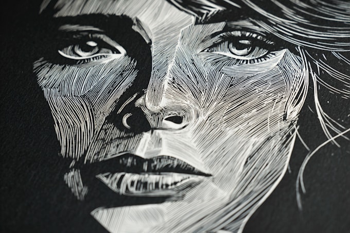 create a portrait print linocut