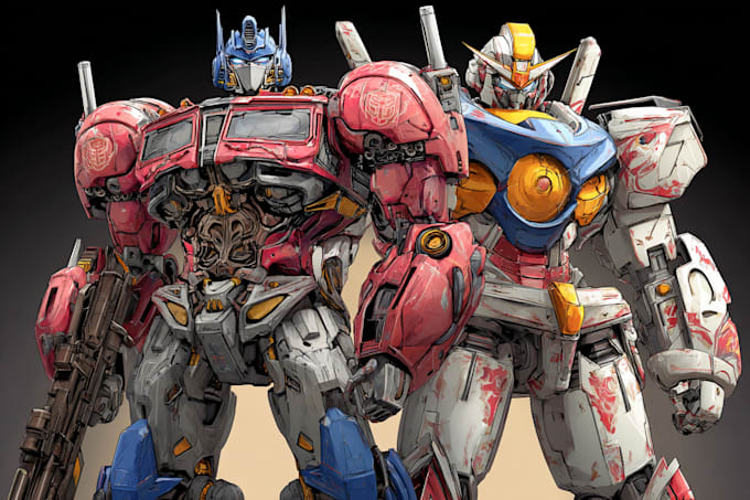 draw gundam, transformer, robot, armor, mecha