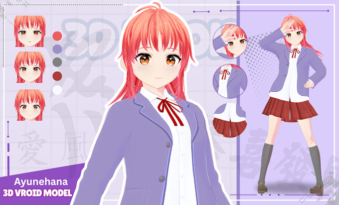 create custom 3d vtuber model, vroid avatar and full rigging for vrchat
