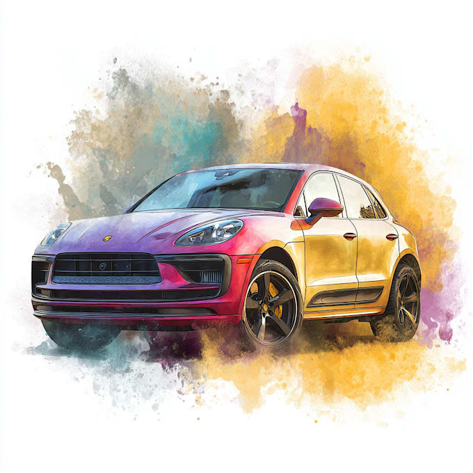 draw your car into vector cartoon portrait