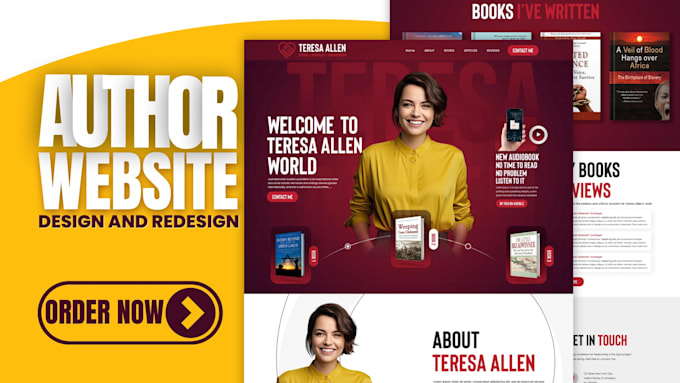 design book author website redesign elementor website, ebook landing page deisgn