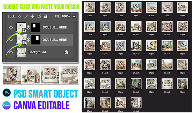 create eye catching frame mockup PSD smart object mockup for you