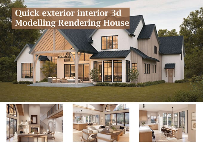 do quick exterior interior 3d modelling rendering house