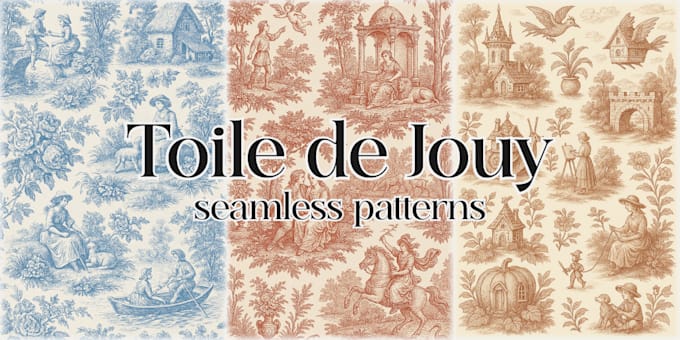 hand draw toile de jouy patterns for a unique textile design
