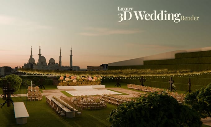 create hyper realistic 3d wedding venue renders