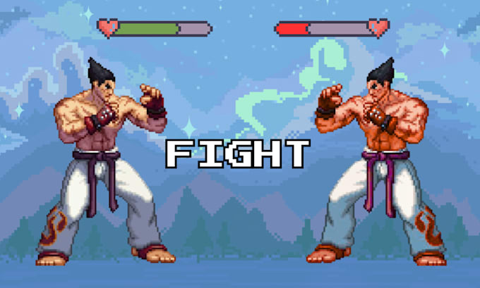 draw 2d pixel game art pixel character spritesheet animation pixel map tileset