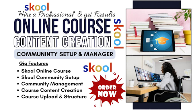 setup skool community and create online course content and curriculum